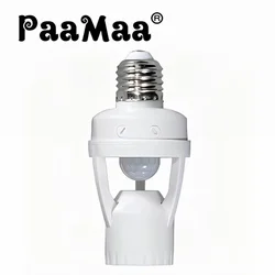 Tomada da lâmpada LED Paafia com sensor de movimentos, 360 graus, pir, com sensor de movimentos, tempo ajustável, e27, ac, 85v-265v