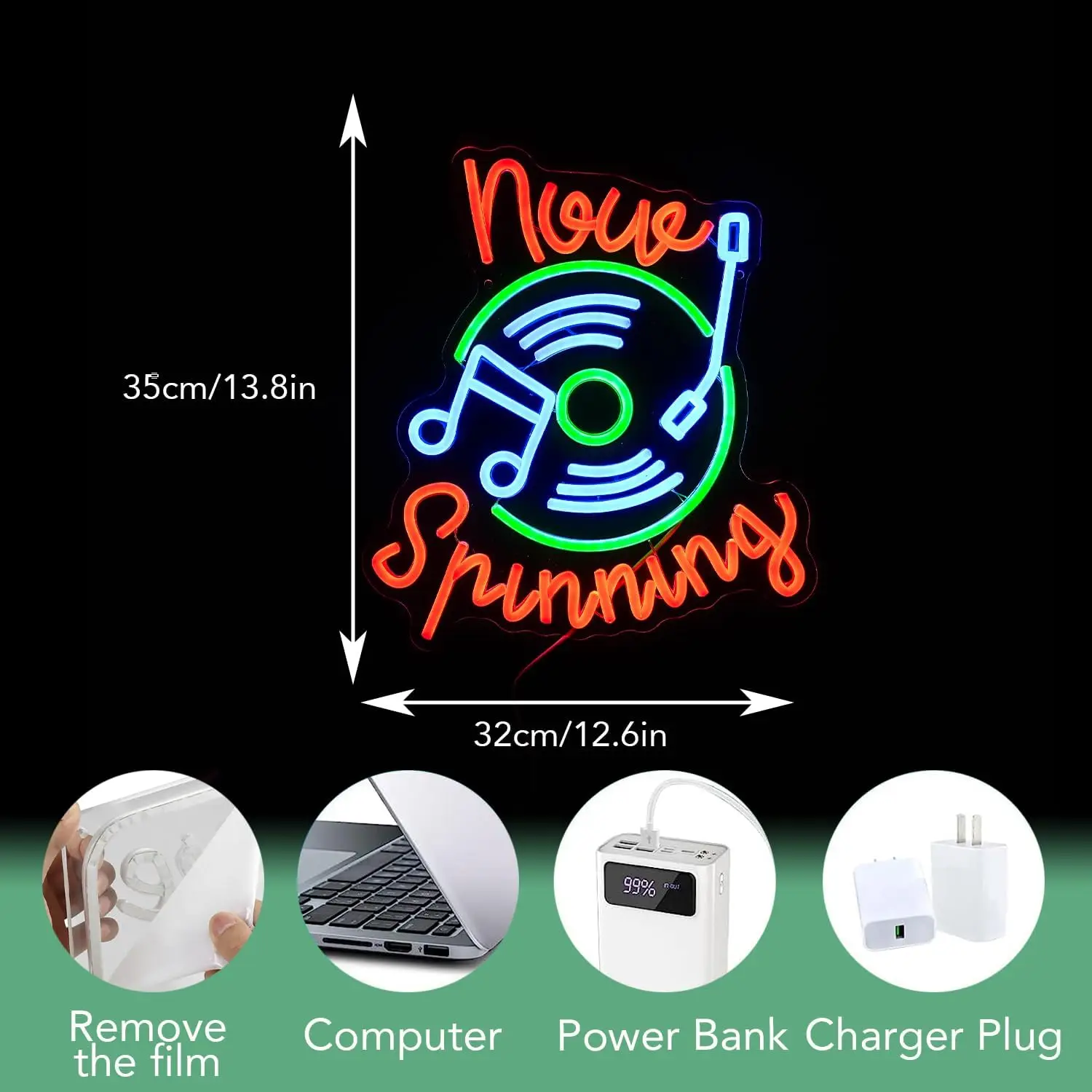 Record Neon Sign USB LED Neon Light for Record Store Live Music Bar Party Bedroom Decoration Birthday Gift Art Wall Light