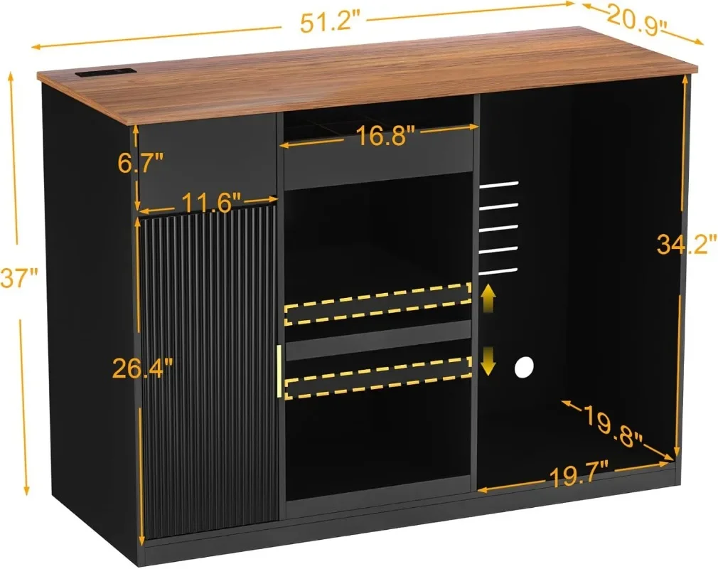 GDLF Snack Bar Cabinet with Fridge Space, Snack Organizer with Storage and Candy Display Shelf, Coffee Station for Home Theater