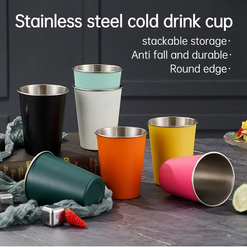 Household large capacity juice cup, simple style stainless steel water cup, anti drop beer cup,casual cup, coffee cold drink cup