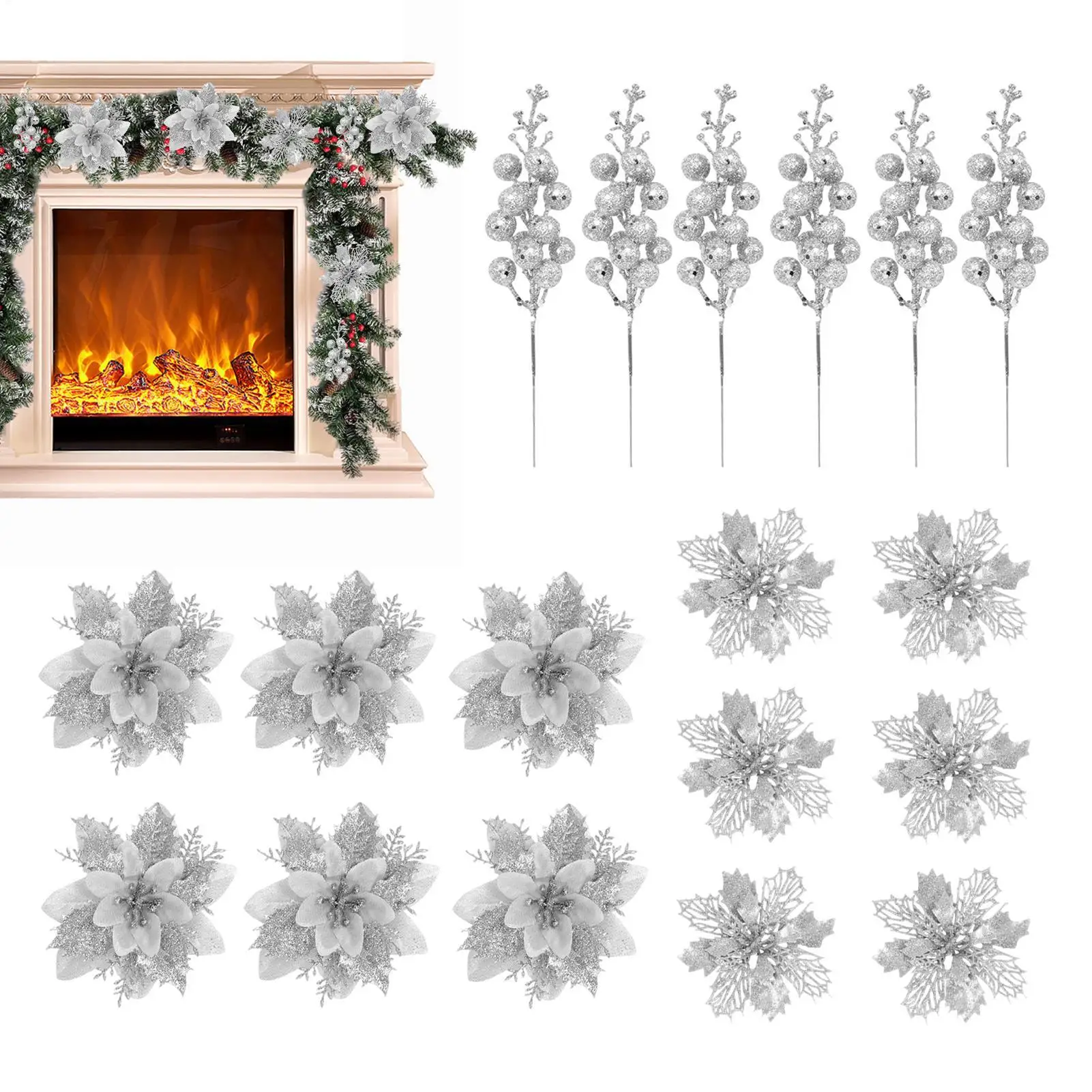 

Рождественские цветы Искусственные для елки Праздничное украшение Праздничный венок Декор ветки для дизайнеров интерьера Венеры для квартиры