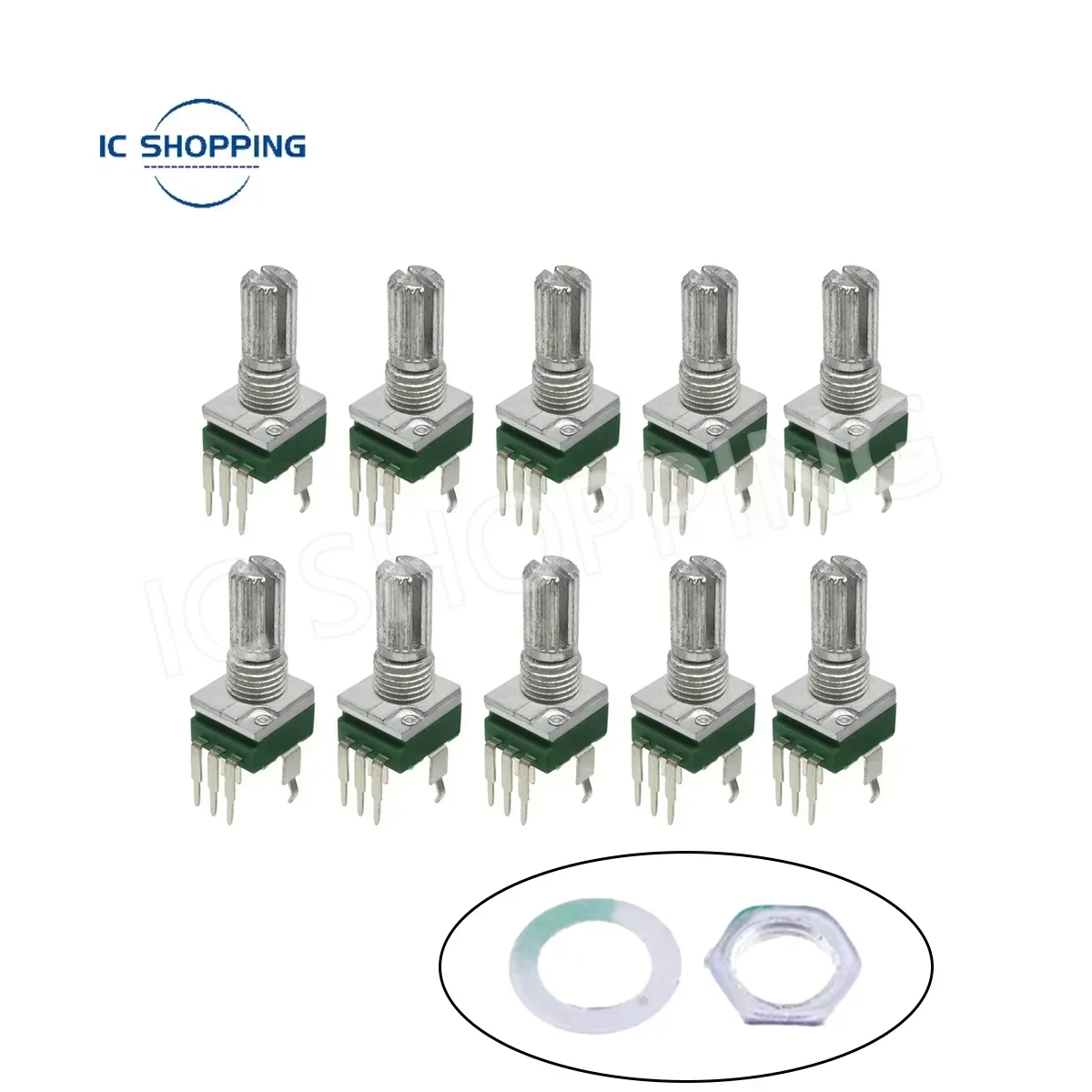 10PCS RK097 precision potentiometer vertical single link shank length 15mm gearless 3-pin B2K B5K B10K B20K B50K B100K B500K B1M