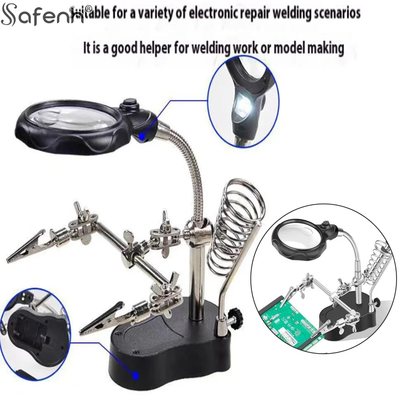 1 قطعة مشبك اليد المشبك Led عدسة مكبرة سبيكة لحام حامل المكبر لحام إصلاح حامل أدوات DIY بها بنفسك مساعد المشبك