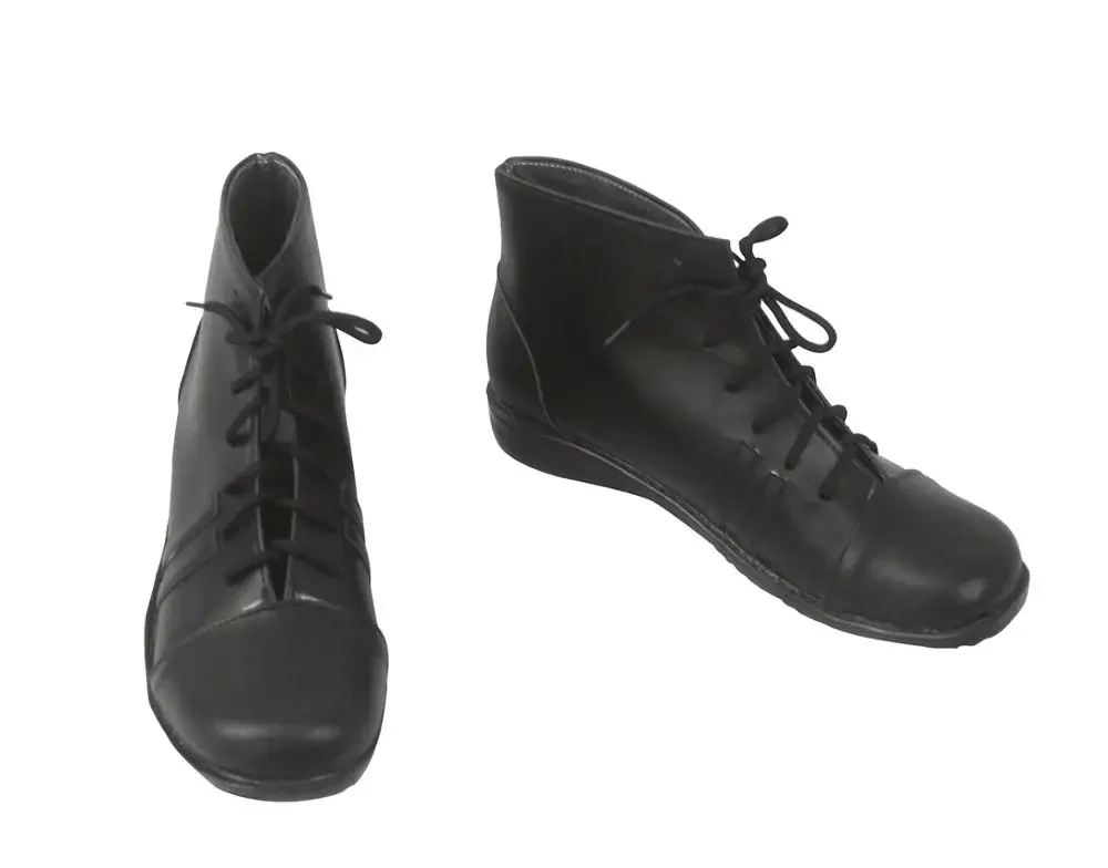 RE Leon S. Kennedy Cosplay Boots - Black Leather Custom Shoes for Adults/Kids