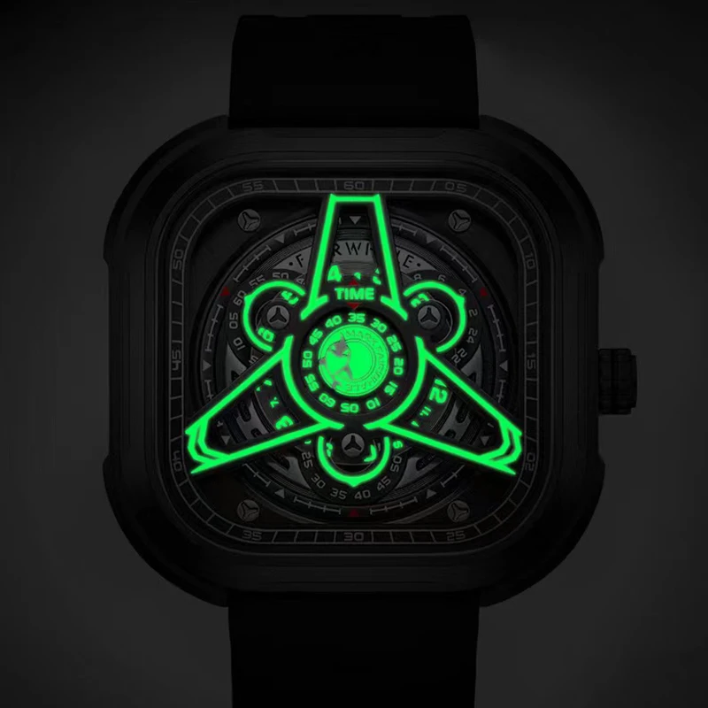 Fairwhale 5740 noite brilho relógios masculinos pulseira de silicone esportes moda marca design hip hop rua tendência relógio de quartzo para homem