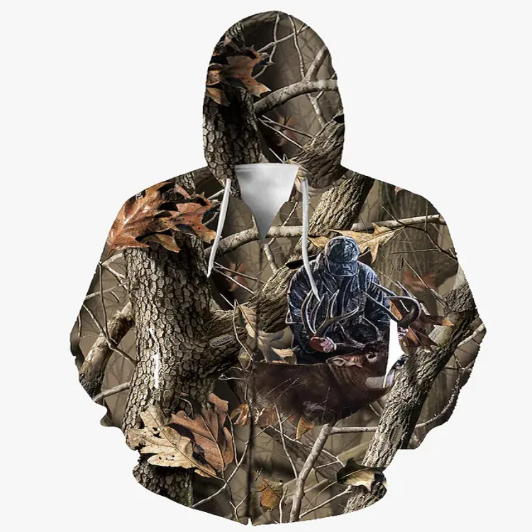 Sudaderas con capucha con estampado 3d de camuflaje para jungla, sudaderas con cremallera para hombres y mujeres, Sudadera con capucha de gran