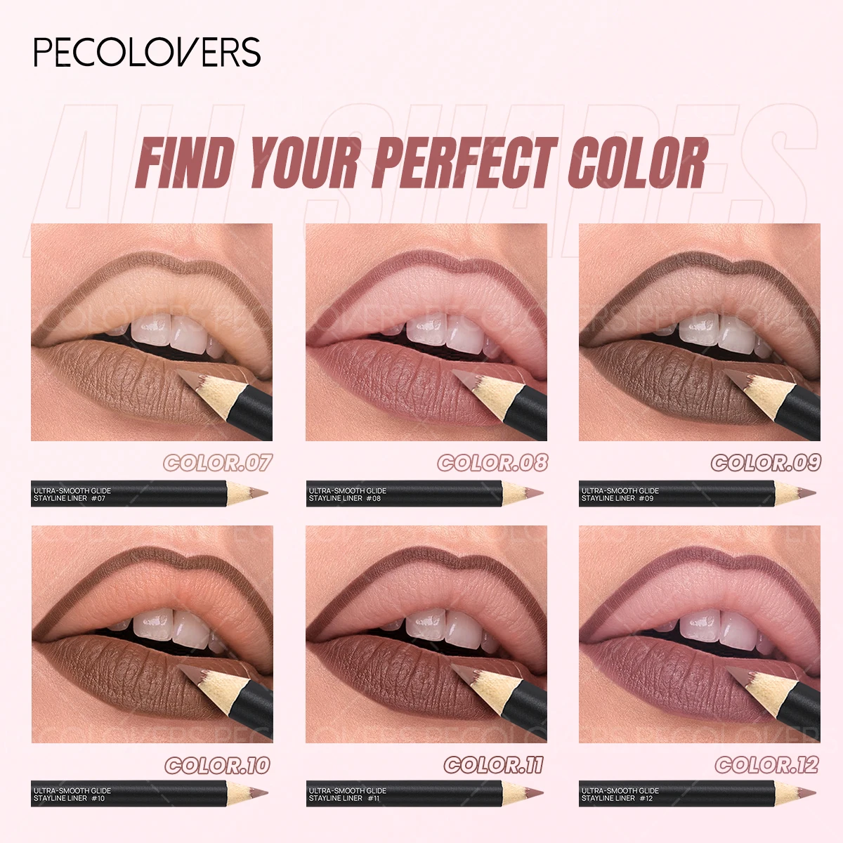 1 lápiz labial mate, delineador de labios/lápiz labial impermeable de larga duración, rico en colores, Halloween/Navidad