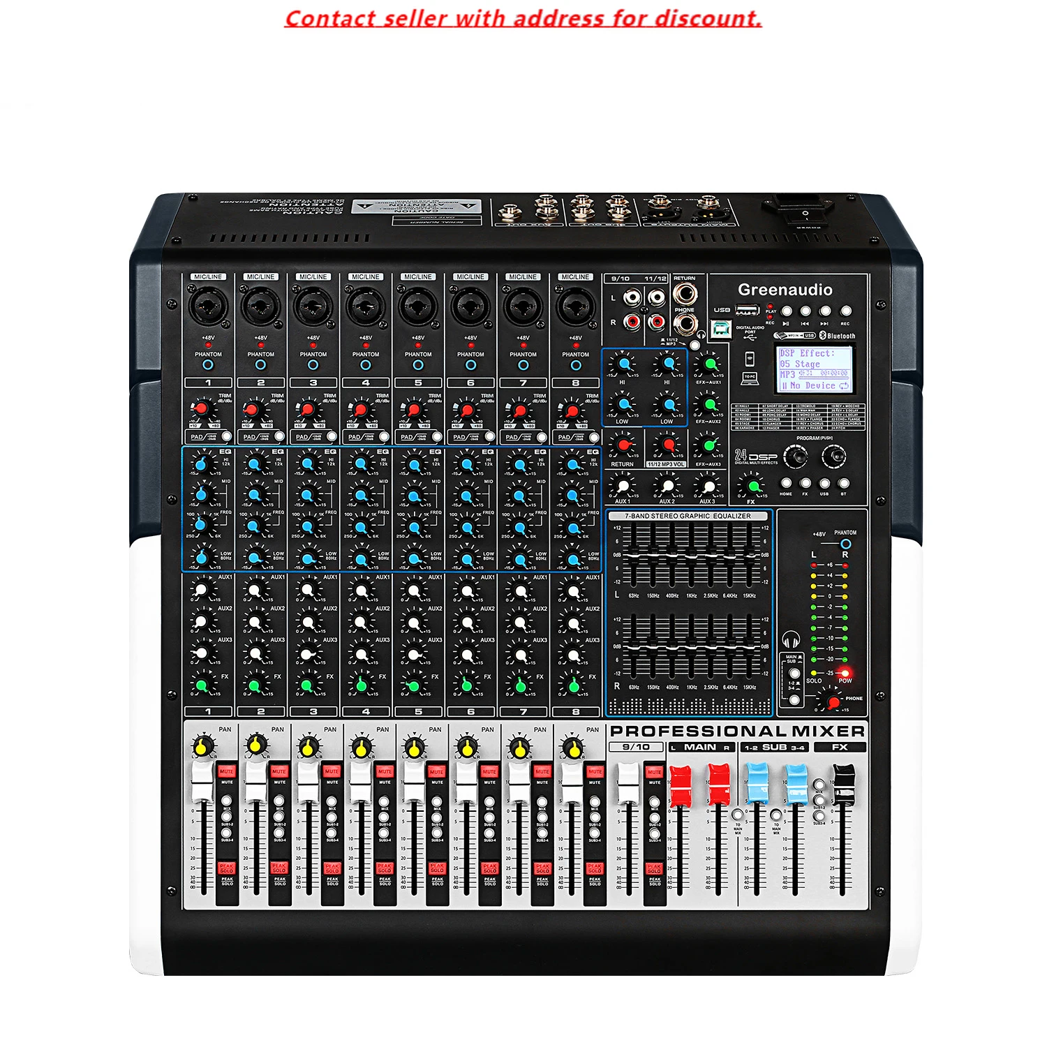 GAX-TFX8 New TFX Series Mixer Professional 8-channel Stage DJ Mixer BT With 24 DSP Double 7-segment Equalizer Audio Mixer