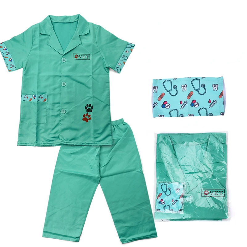 I bambini fanno finta di giocare a Cosplay Pet Doctor Performance abbigliamento Top e pantaloni Set da 2 pezzi Nursecosplay Performance abbigliamento