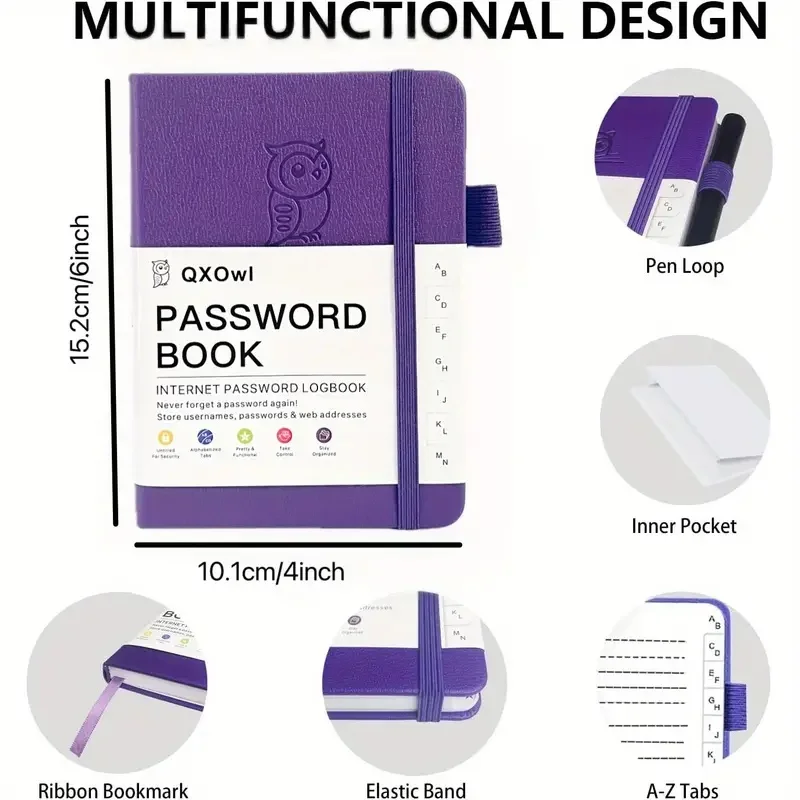 Password Book with Alphabetical Tabs. Hardcover Password Keeper Notebook for Seniors, Internet Password Logbook Journal, Address
