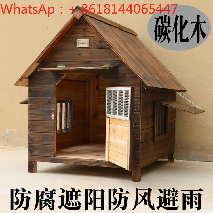 Casa para perros al aire libre, protector solar impermeable para interiores y exteriores, nido para mascotas de madera maciza, casita para gatos, perrera, suministros para mascotas