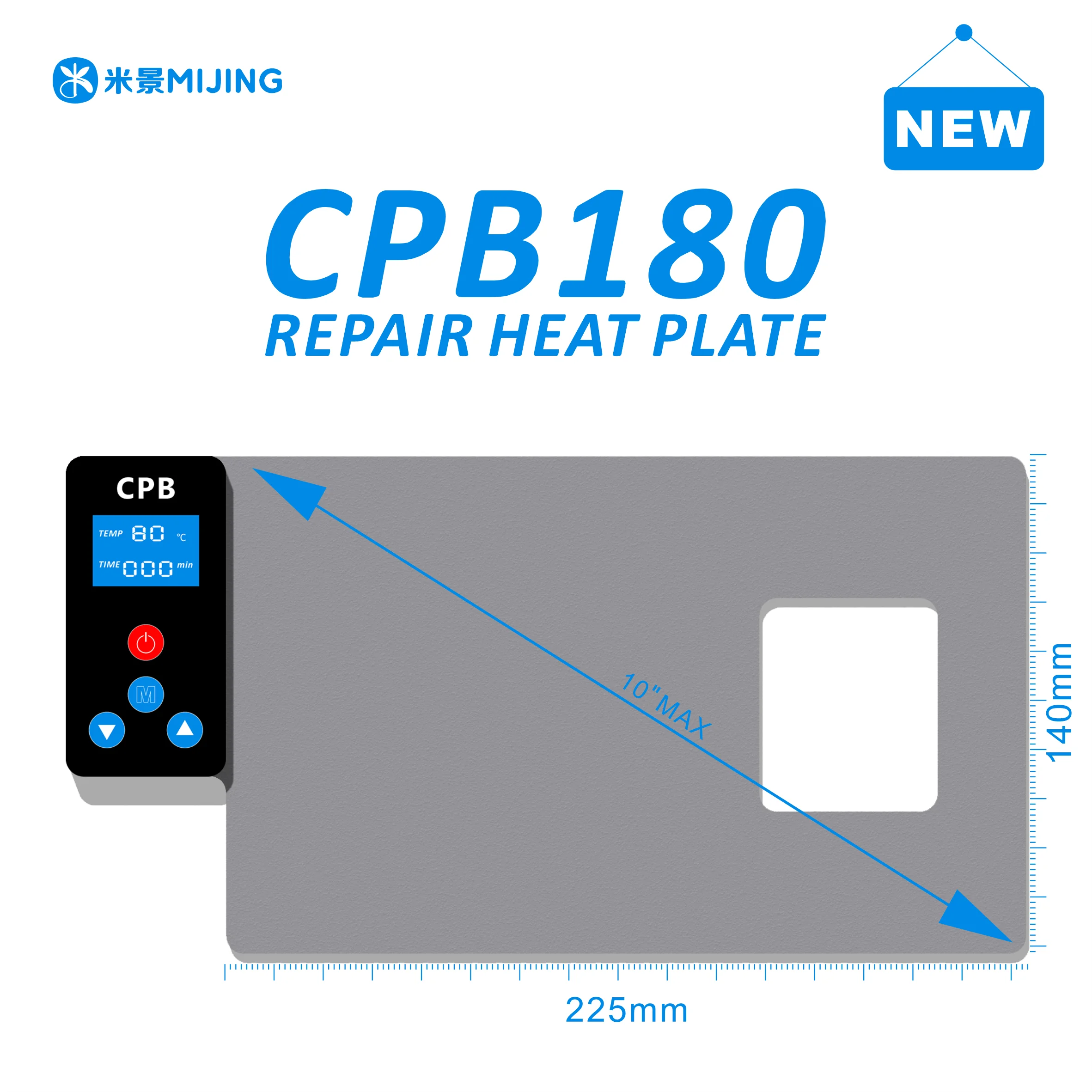 MIJING CPB180 Repair Heat Plate 30-120°C 80-150W Camera Hollow Out for Phone Screen Separation LCD Curved Glass Removal Tool