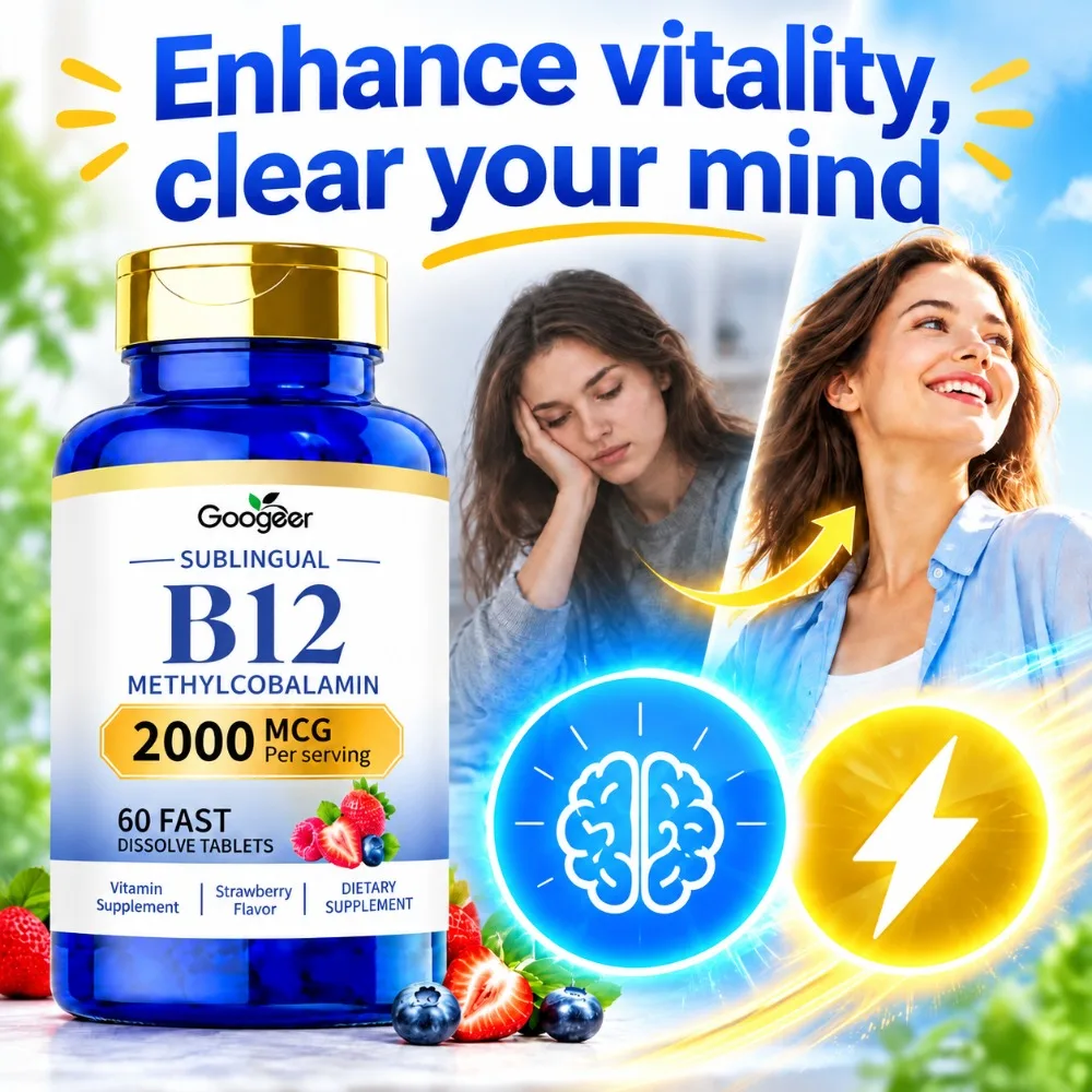 Sublingual B12 Fast Dissolve Tablets Energy Vitality Enhancement, Keep Your Mind Clear & Alert with Methylcobalamin Vegan 60Ct