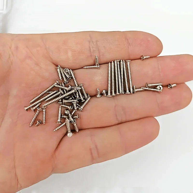 240 Pcs Self-Tapping Wood Screws | M2 Metal Cross Flat Head | Cross Screwdriver Bit | Suitable for Boards and Cabinets | Multipl