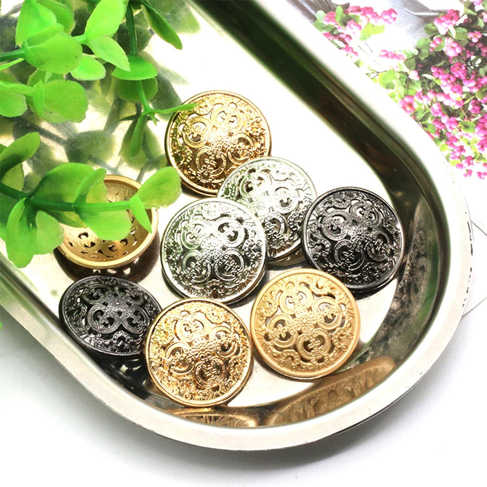 

30Pcs 25mm Durable Metal Buttons Rustproof Hollow-Out for DIY Clothes Jackets T-Shirts Backpacks Craft Black