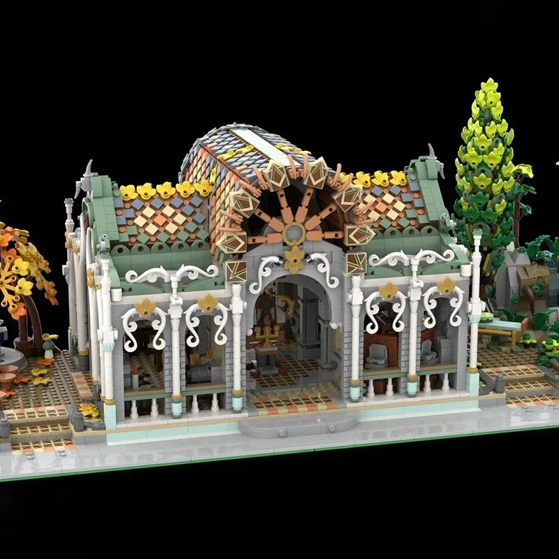 2025 moc bloco de construção modular mercado hall anel mágico filme modelo tecnologia tijolo diy montagem construir brinquedo feriado presente aniversário