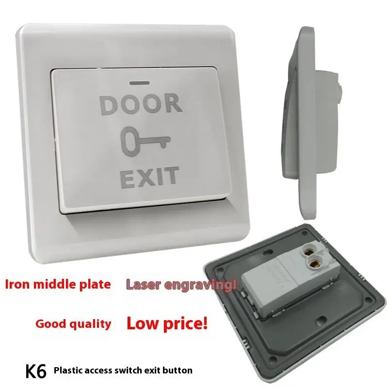 1Set Wall Mounted Door Exit Button Release Switch Panel Access Control NO/COM Push To Exit Button For Door Access Control System