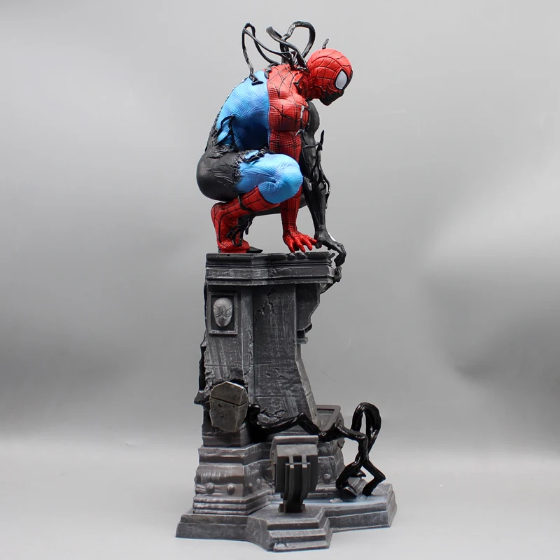 Spider-Man Venom Anime Figures Luminous Spiderman Statue Figurine 40cm Collection Desk Decoration Marvel Birthday Gift For Kids