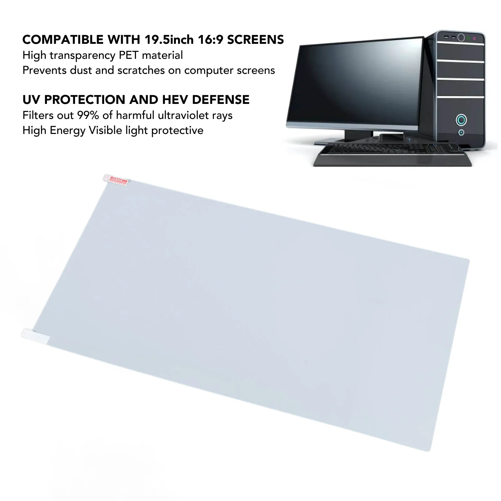 Blauw licht blok schermbeschermer Computerscherm Blauw licht blocker Anti UV 19,5 inch 16:9 Beschermende filterfilm voor laptop