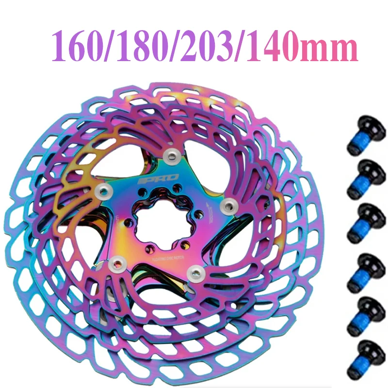 

160mm 180mm 203mm 140mm 6 Screws Brake Disc Lightweight Bicycle Brake Rotor Cooled Discs Floating Mtb Road Colored Brake Discs