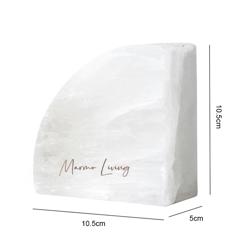 White Onyx Natural Gypsum Mine Bookend Real Stone Study Stationery Bookshelves Book Holder Book Stand Home Decoration