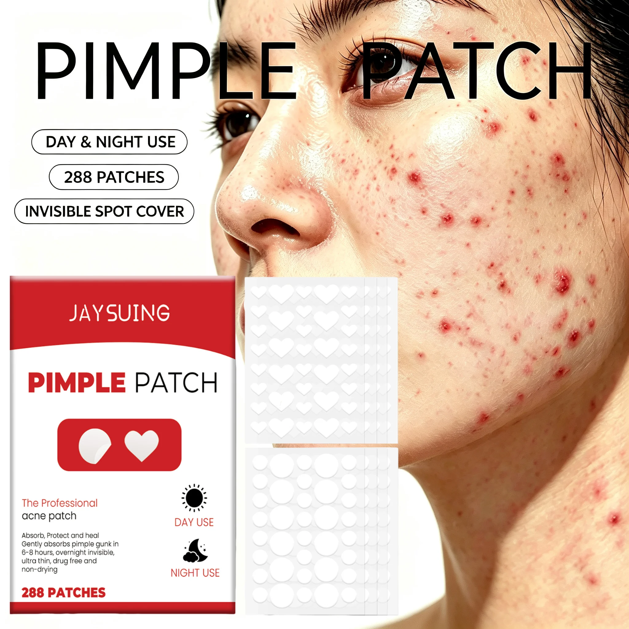 Hydrocolloid Pimple Patch Ultra Thin Invisible Acne Spot Stickers with Salicylic Acid Overnight Absorbing Blemish Cover for Face
