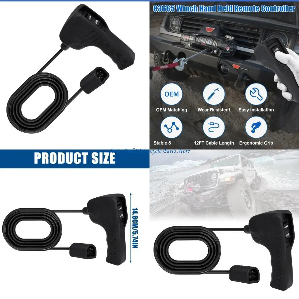 P9FD Professional 83665 Plug-in Truck Winch Remote Controller With 3.7M Wire For Off Road Recovery And Towing