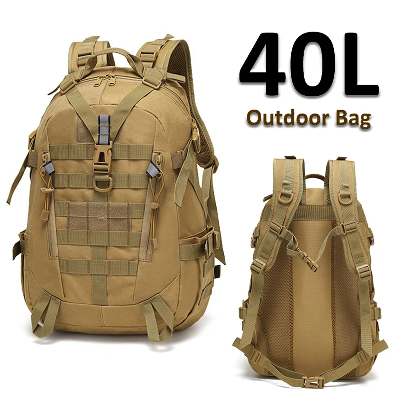

40L Camping Backpack Men's Bag Travel Riding Bags Knapsack Climbing Rucksack Hiking Outdoor Reflective Shoulder Fishing Bag