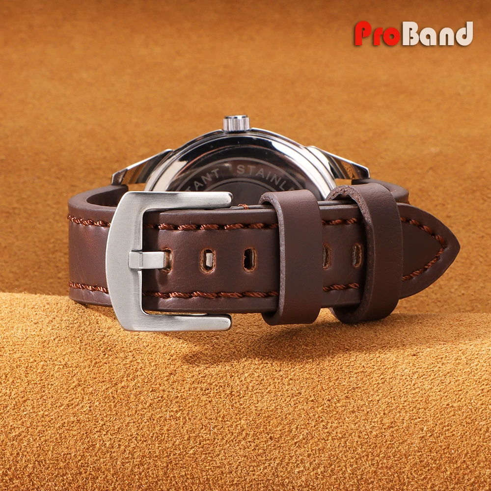 

Men Smartwatch Universal Bracelet Vintage Brown Leather Watch Strap 18mm 20mm 22mm 24mm Business Watchbands for Seiko for Omega