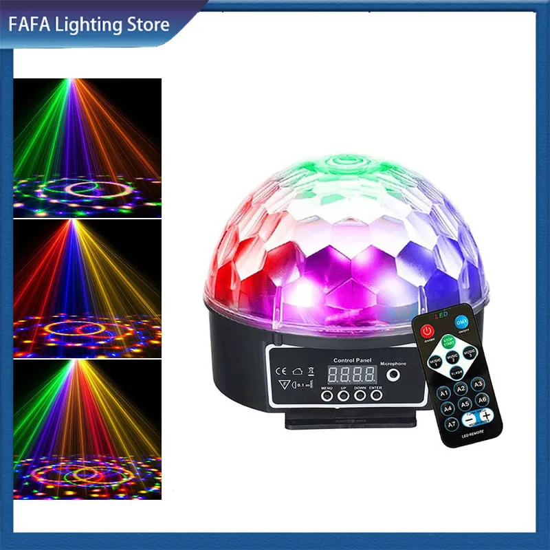 Professional DMX512 Stage Lights 6 Colors LED Disco Ball Crystal Magic Ball Led Stage Lamp Christmas Sound Activated Light