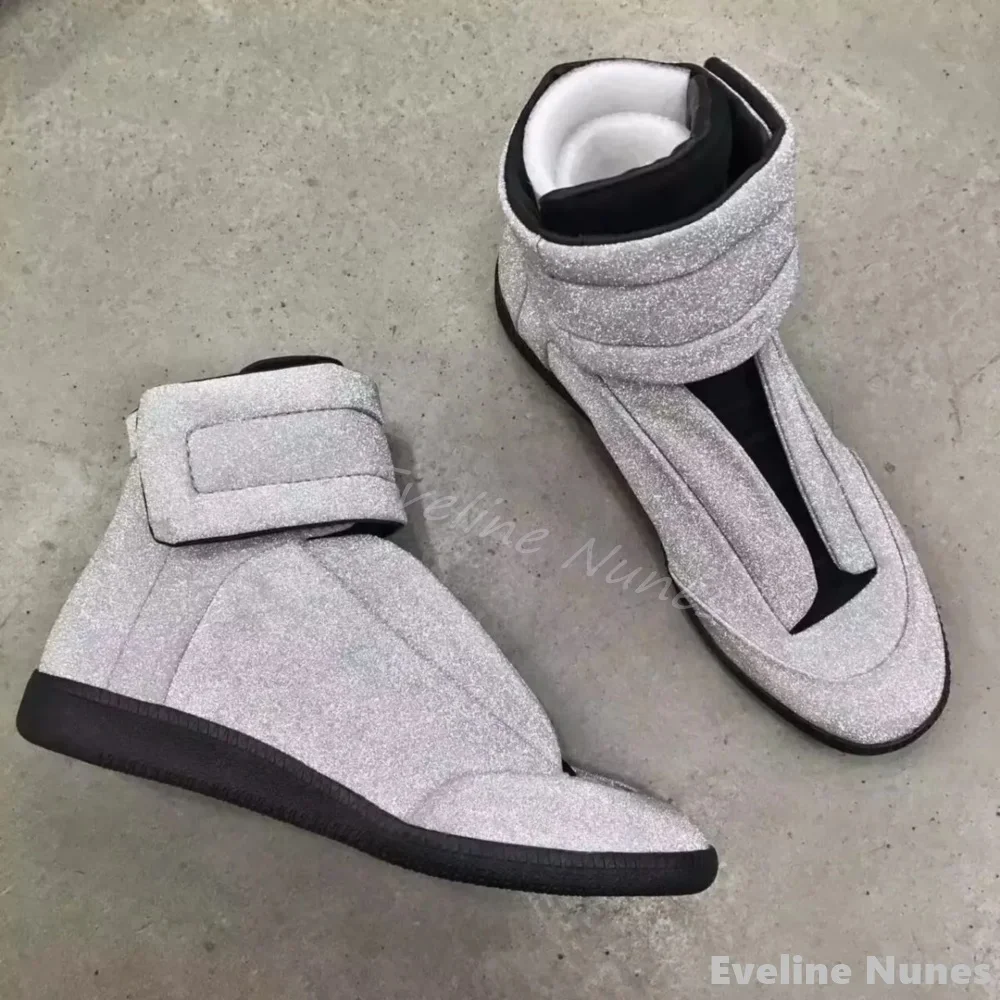 2026 Solid New Classic Ankle Boots Men Genuine Leather Round Toe Lace Up Hook & Loop Flat Sneakers High-Top Casual Couple Shoes