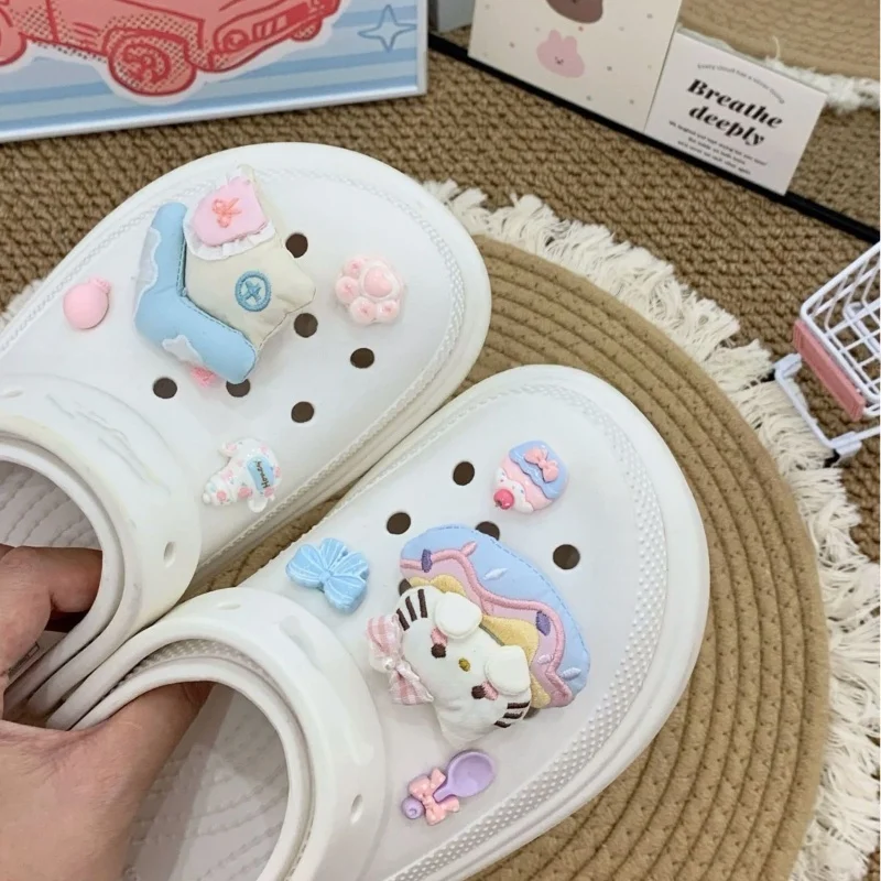 8 قطعة مجموعة الشتاء موضة Kawaii مرحبا كيتي الأحذية الزينة اكسسوارات السحر ل قباقيب الصنادل الأحذية السحر هدية فكرة لعيد الميلاد #2