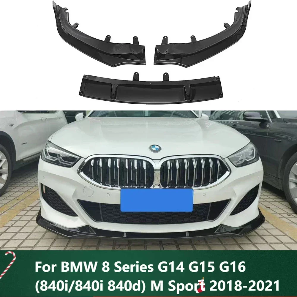 

New！For BMW 8 Series G14 G15 G16 (840i/840i 840d) M Sport 2018-2021 Car Front Bumper Spoiler Blade Lip Lower Splitter Guard Plat