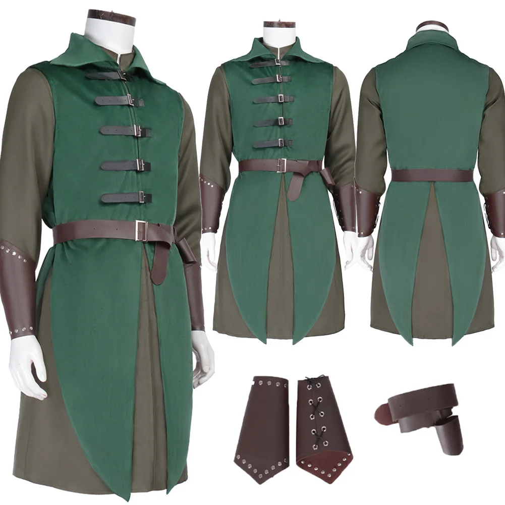 

Medieval Renaissance Cosplay Elf Warrior Robe Top Costume Halloween Carnival Party Suits Outfits Roleplay Clothing For Men Male