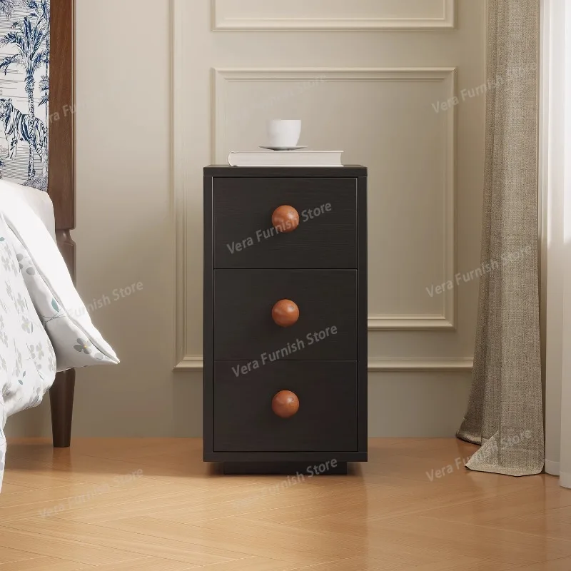

French Retro Bedside Table Vintage Style Design Bedroom Narrow Nightstands Creative Solid Wood Home Furniture Mesas De Noche FYN