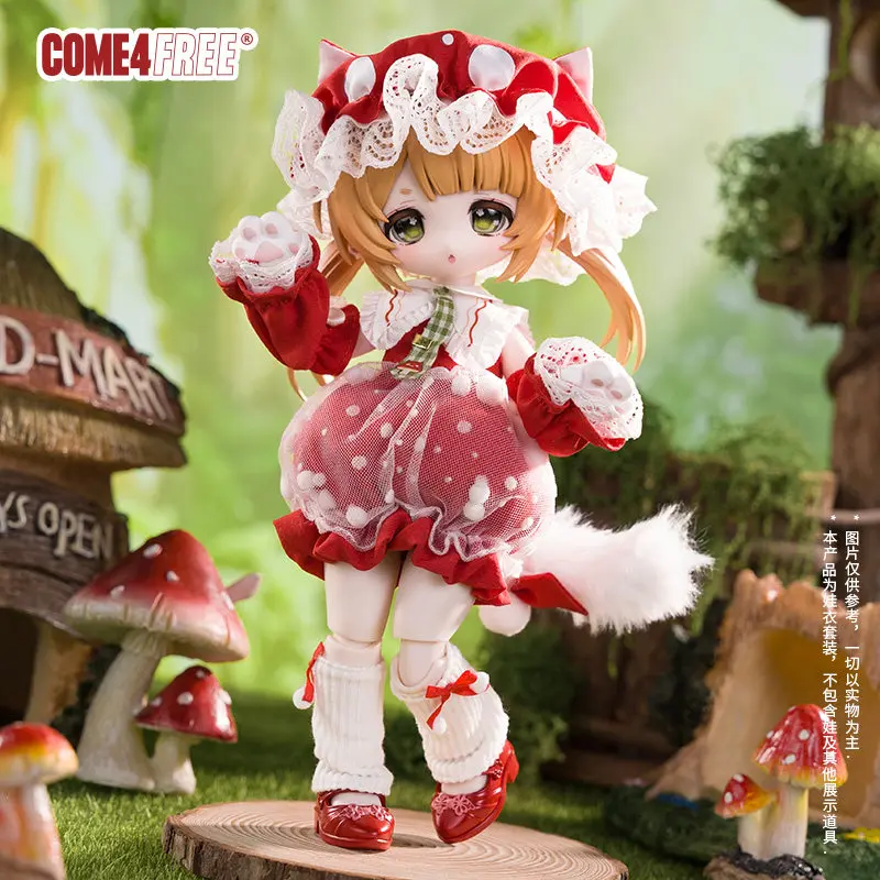 New Come4free Tiny 1/6 Bjd Doll Clothes For Bonnie Bunny Mushroom Themed Outfit Lace Decor Doll Costume Set Doll Accessories
