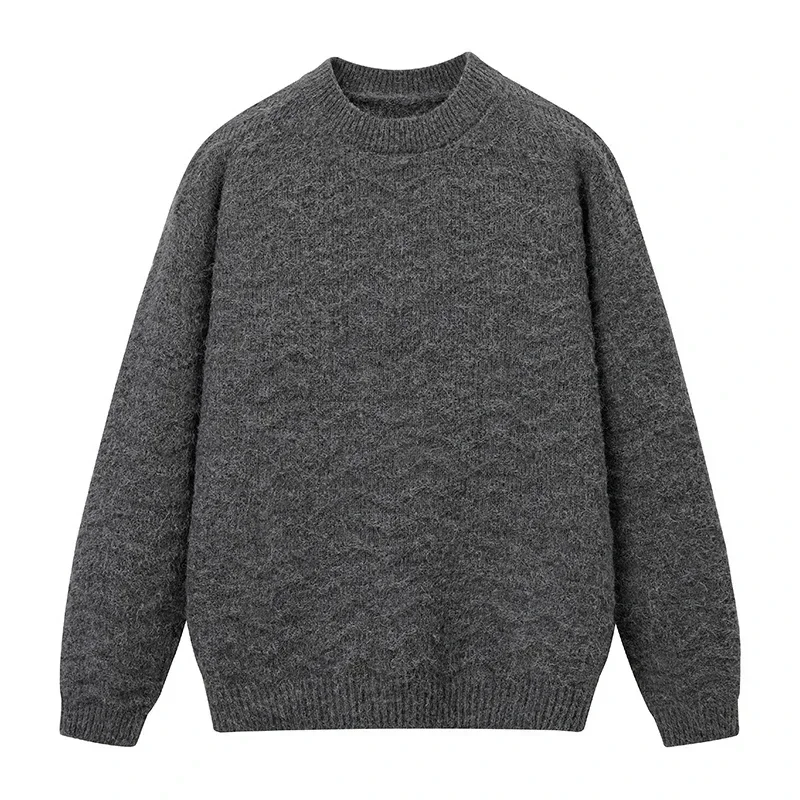 Men's Outdoor Windproof Breathable Warm Knit Collar Pullover Sweater Autumn and Winter Fashion Trend Versatile Plush Top