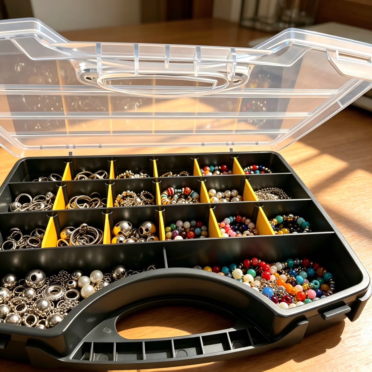 5-20 Fächer Schraubenbox-Organizer, transparente Kunststoff-Aufbewahrungsbox mit verstellbaren Fächern für Schmuck, Knöpfe, Hardware und Werkzeug – Detail 2