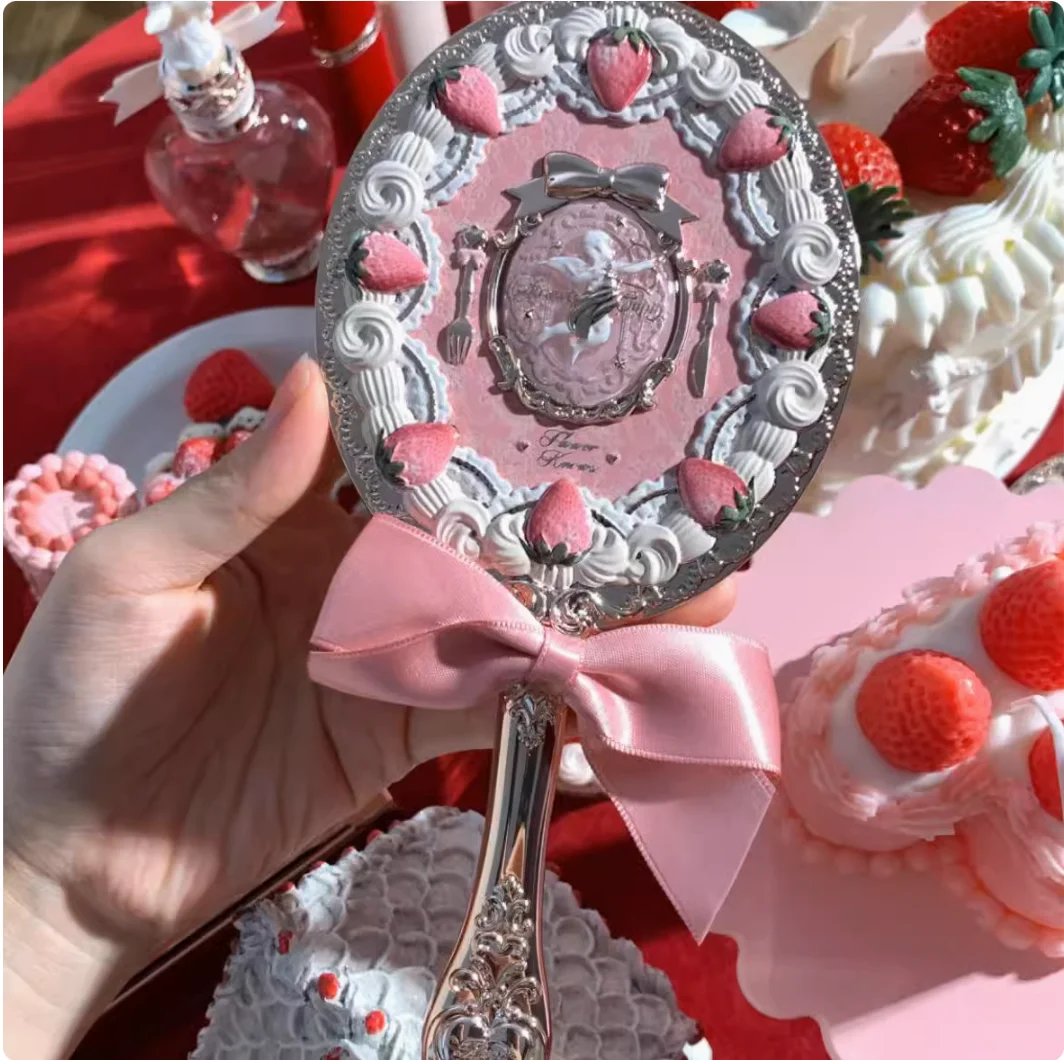 Flower Knows Strawberry Cupid Hand Mirror Flowerknows Makeup Mirrors Vintage Mirror Hand HD Mirror