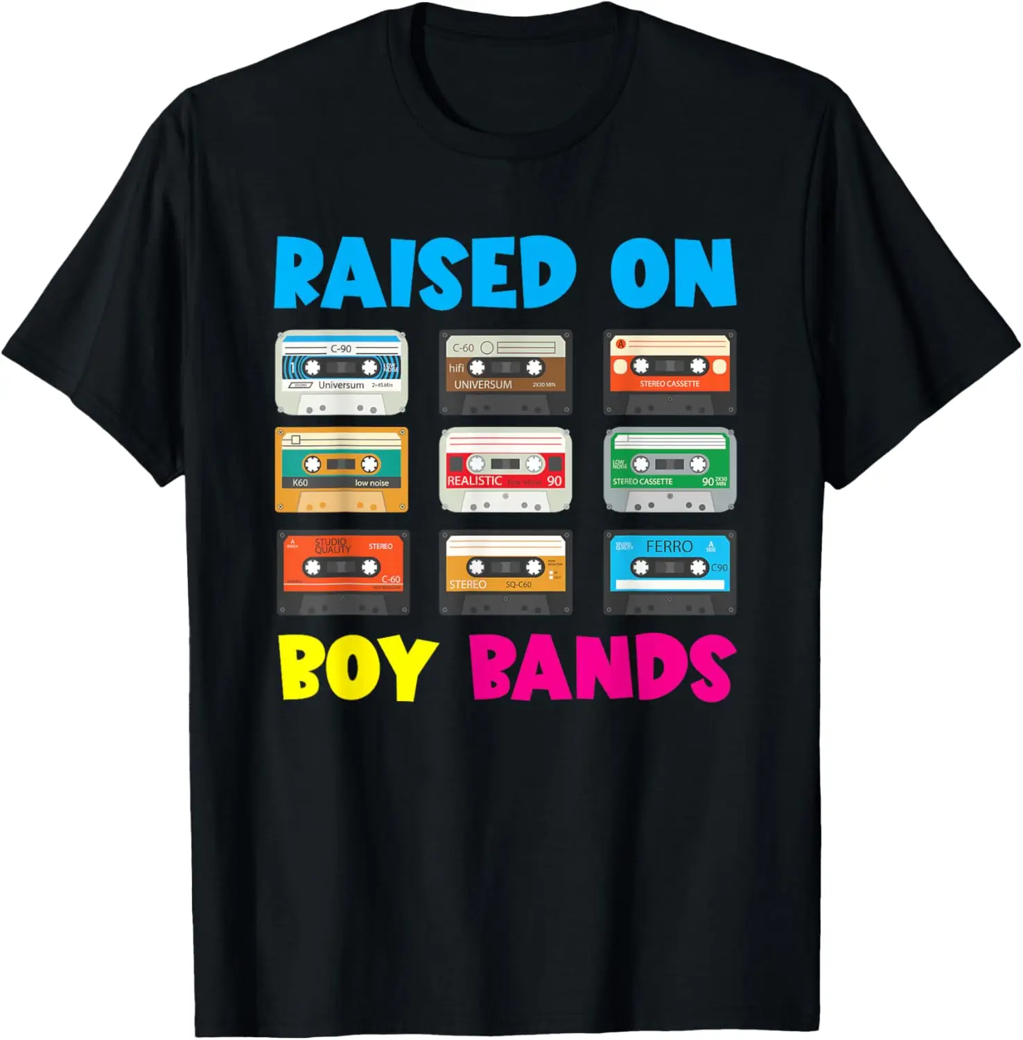 Raised On 90s Boy Bands Cassette Tape Retro T-Shirt