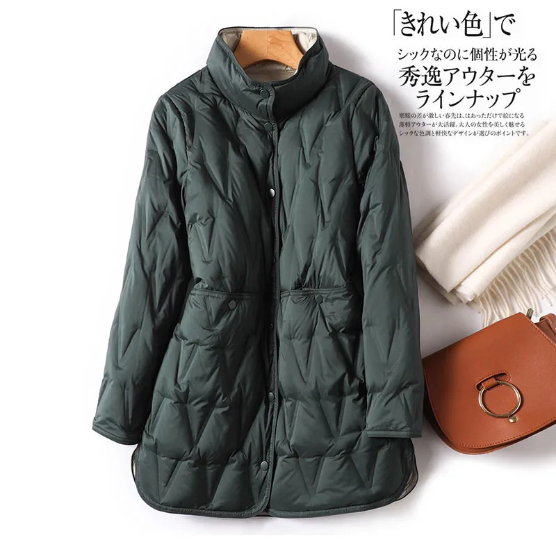 2025 Autumn/Winter New Women's Lightweight Down Jacket Medium Long Double sided Fashion Design Large