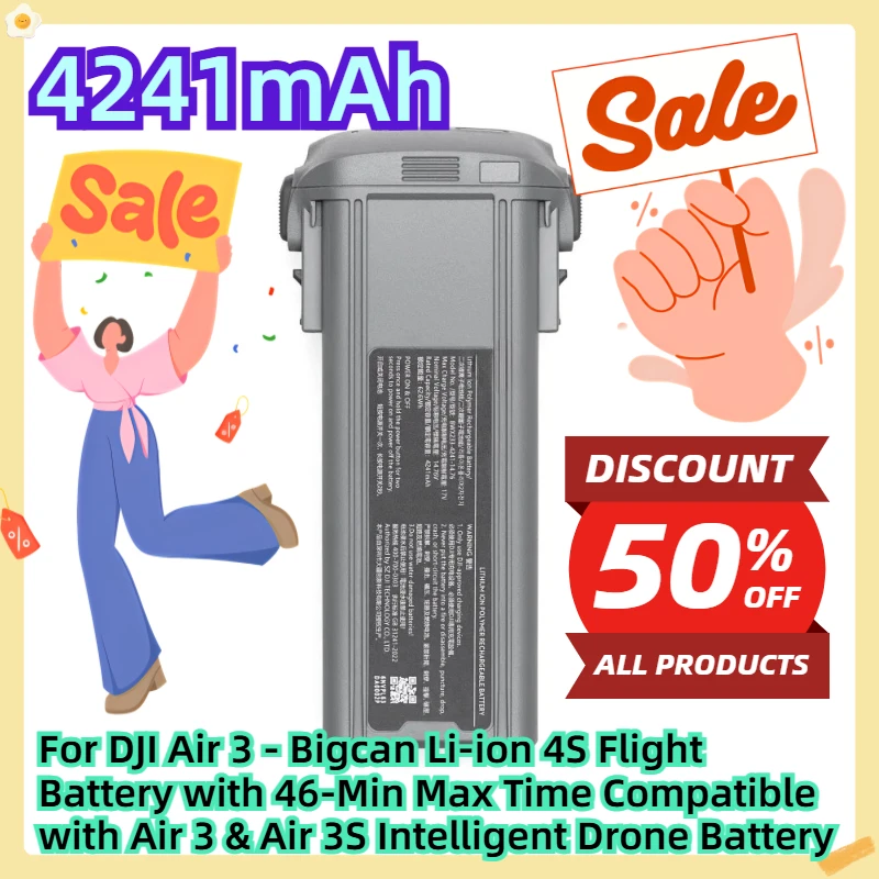 

For DJI Air 3 - Bigcan Li-ion 4S Flight Battery with 46-Min Max Time Compatible with Air 3 & Air 3S Intelligent Drone Battery