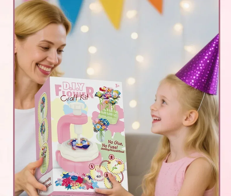Girls Toys DIY Children's Handmade Fabric Bouquet Handcrafted Set Embossing Machine Toys Interactive Educational Toys for Kids