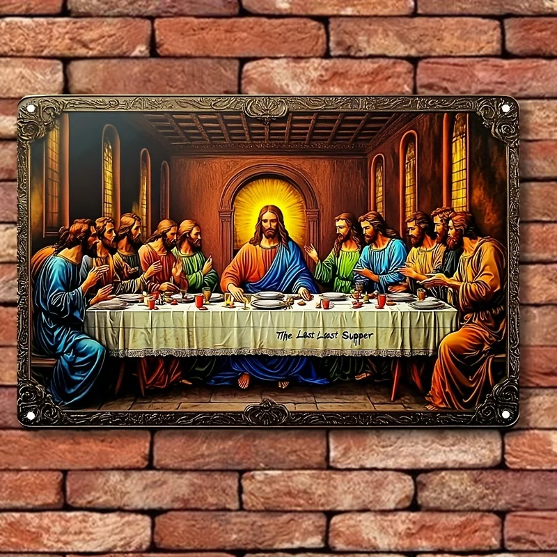 

Classic Style Aluminum Last Supper Wall Hanging Sign, Multipurpose Decorative Plaque for Home, Living Room, Wall Mounted Decor