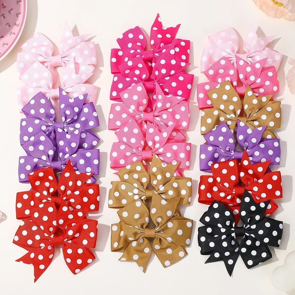 2 قطعة/المجموعة الفتيات لطيف الطباعة نقطة الانحناء إكسسوارات الشعر مقاطع الشعر اليدوية الانحناء مقاطع دبوس الشعر Kawaii الطفل اكسسوارات الهدايا