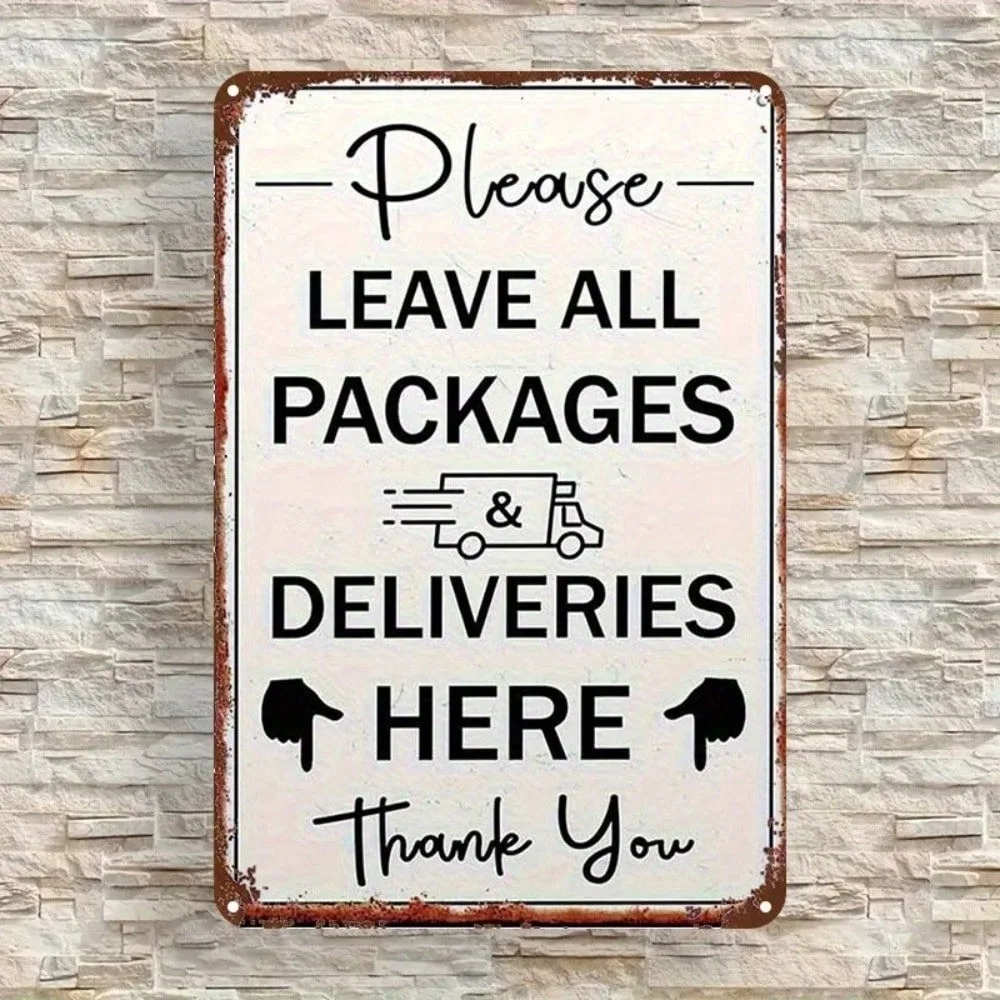 2026 Vintage Tin Sign 8x12 Inch, Metal Wall Decor Please Leave Packages Here Retro Home Cafe Garage Bar Man Cave Decor Rustic