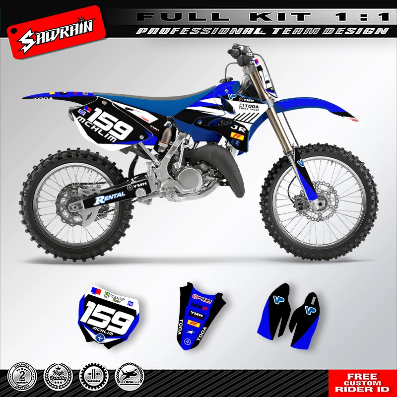 

Sawrain Motorcycle Sticker Custom Team Graphics Decals Kit For YAMAHA YZ125-250 2002 2003 2004 2005 2006 -2014 011