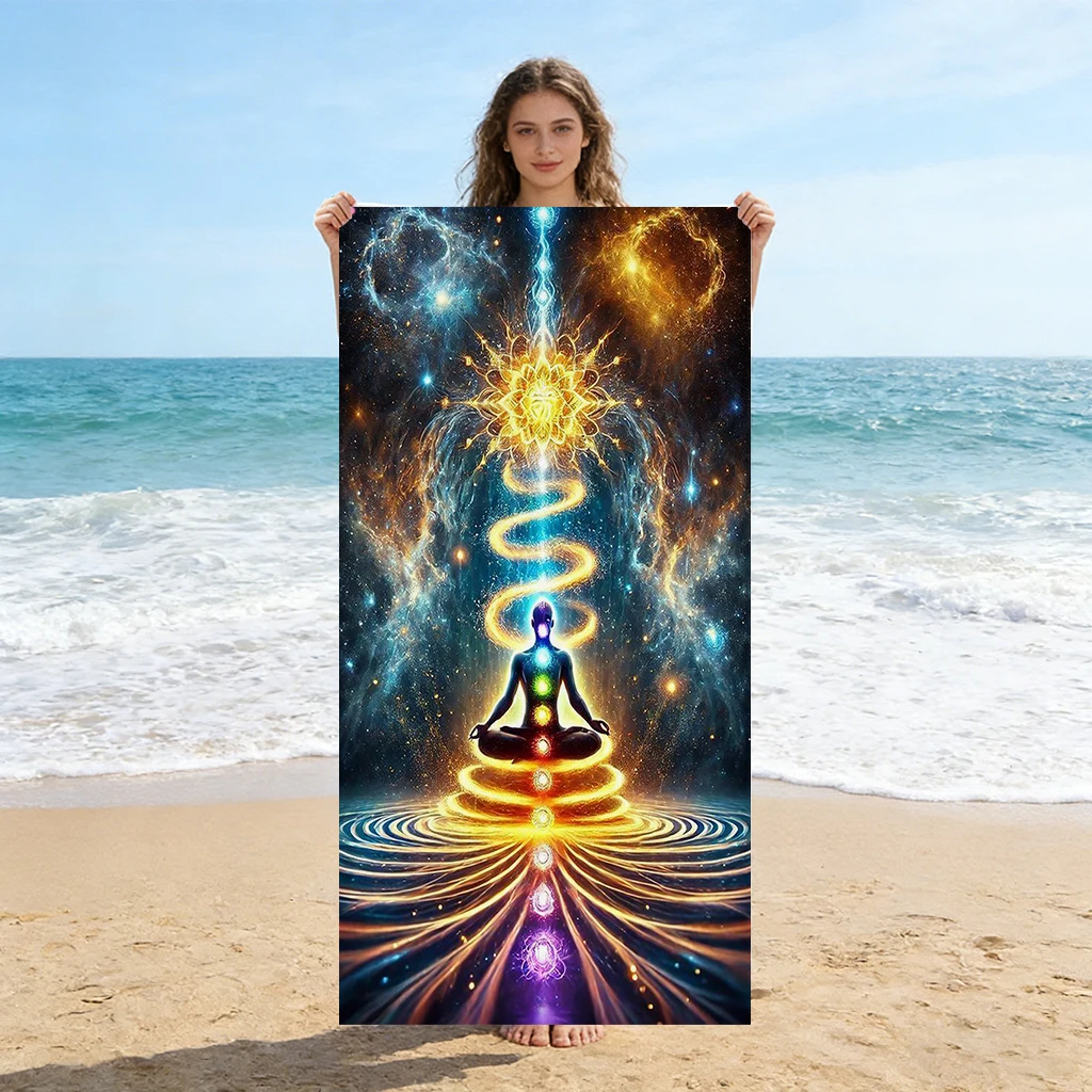 Seven Chakras Yoga Beach Towel Inner Cultivation Quick-drying Towel Suitable for Beach Yoga Pool Gym Sport Towel Sand Free Towel