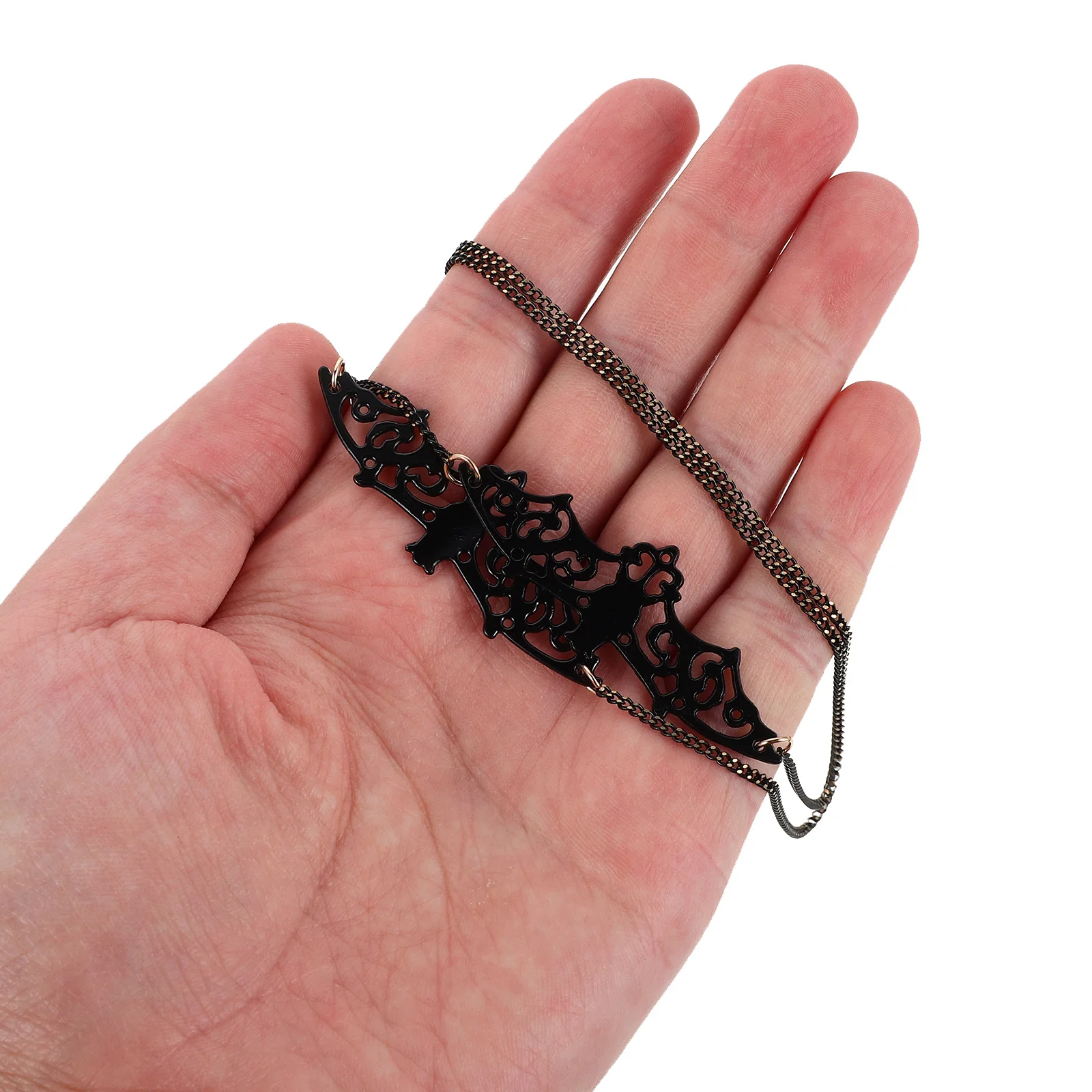 

4Pcs Halloween Eyeglass Chains Black Metal Glasses Neck Chains Holder Gothic Bat Cross Design Glasses Strap for Women Party