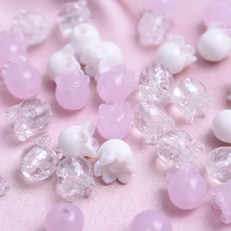 3/6pcs/Lot Girl Pink White Flower Bud Spacer Beads For Jewelry Making Supplies Cute Accessories Handmade Bracelets Earrings Bead